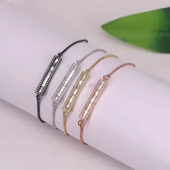 Fashion 10Pcs Micro Pave CZ Crystal Long Rectangle Bar Charm adjustable chain Macrame bracelet for women
Fashion 10Pcs Micro Pave CZ Crystal Long Rectangle Bar Charm adjustable chain Macrame bracelet for women