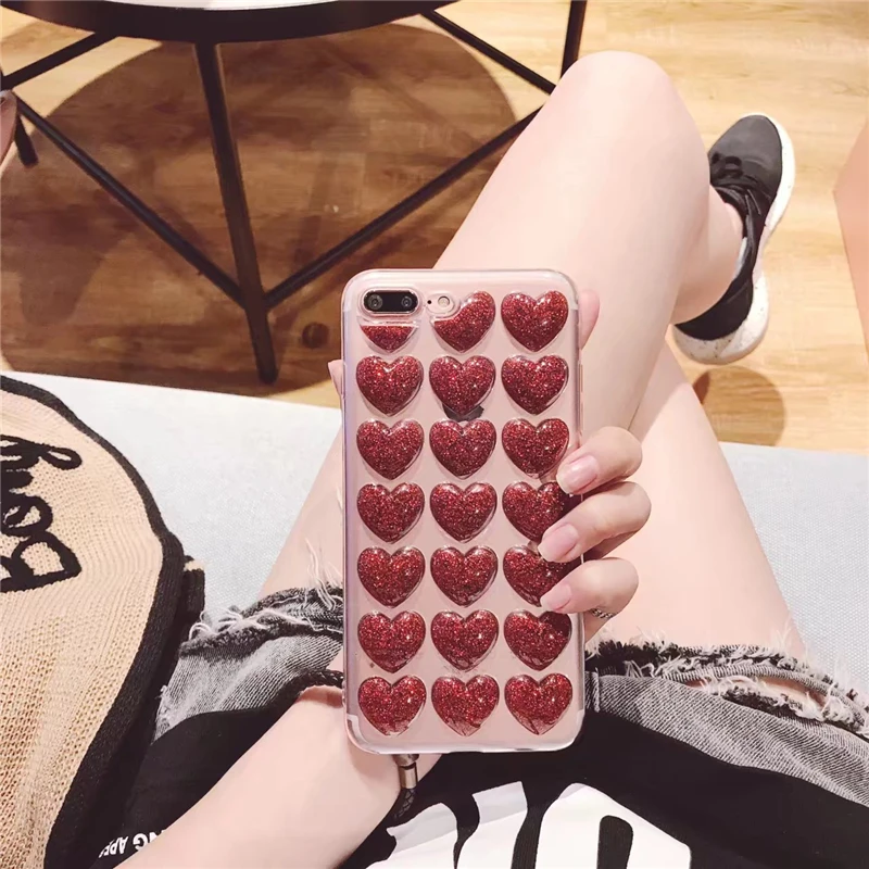 Korean 3D Glitter Love Heart Phone Case For iPhone 6 X 8 7 6S Plus Cases Jelly Candy Soft Clear Gel Silicon TPU Back Cover Coque
Korean 3D Glitter Love Heart Phone Case For iPhone 6 X 8 7 6S Plus Cases Jelly Candy Soft Clear Gel Silicon TPU Back Cover Coque
