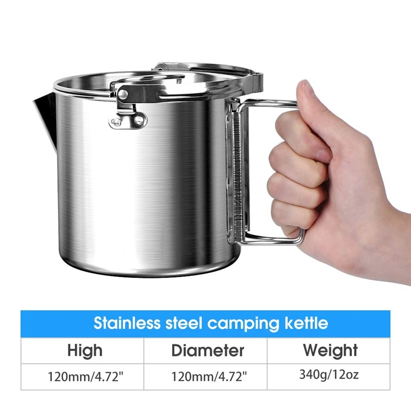 Outdoor Camping Kettle Stainless Steel Cooking Kettle 1.2L Lightweight Compact Camping Pot For Hiking Backpacking Picnic
Outdoor Camping Kettle Stainless Steel Cooking Kettle 1.2L Lightweight Compact Camping Pot For Hiking Backpacking Picnic