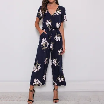 Women Jumpsuit Rompers Floral Print V Neck Short Sleeve Sashes Pockets Loose Jumpsuits 2019 Summer Loose Beach Romper Plus Size
Women Jumpsuit Rompers Floral Print V Neck Short Sleeve Sashes Pockets Loose Jumpsuits 2019 Summer Loose Beach Romper Plus Size