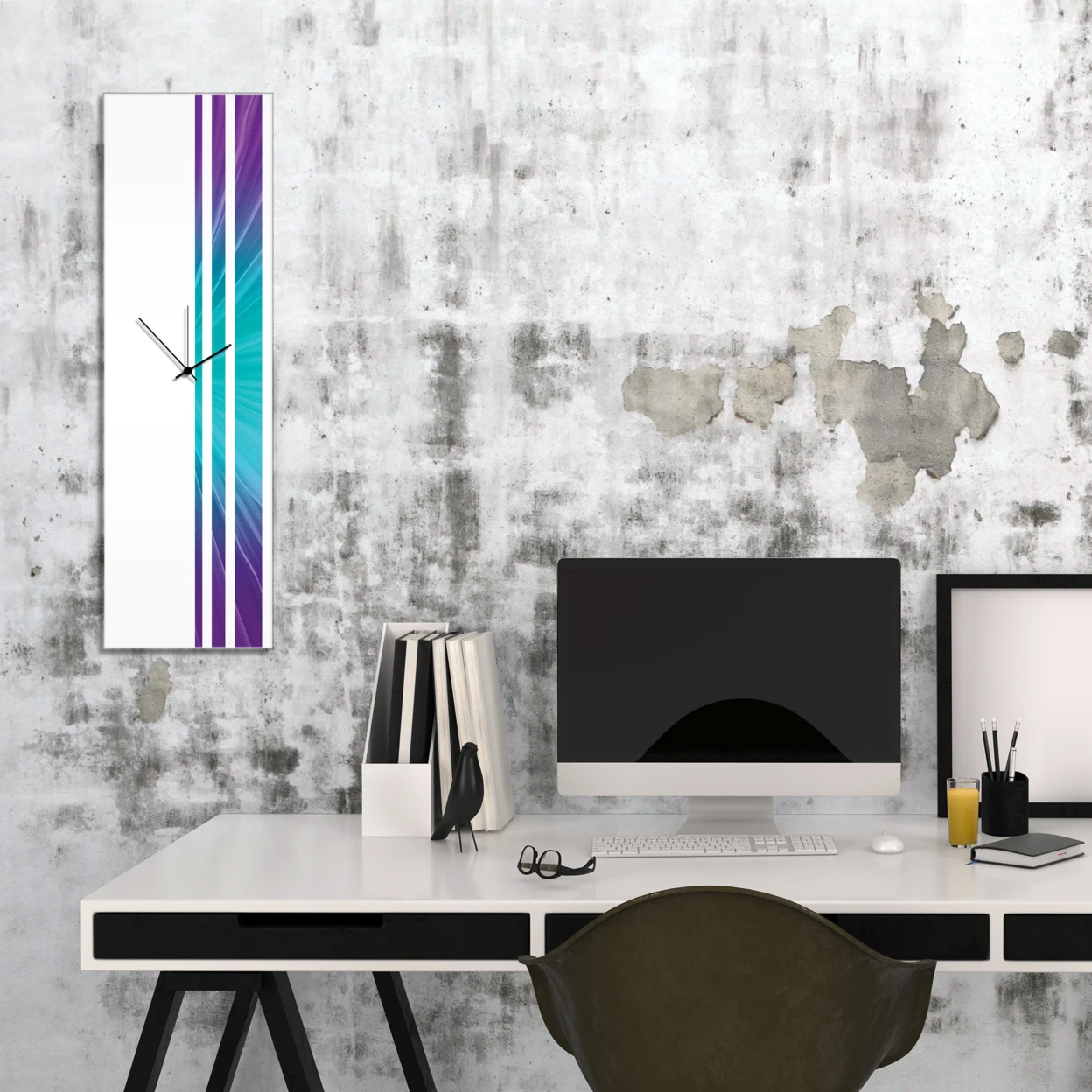 Nebula Triple Stripe Clock-Black Hands (1)