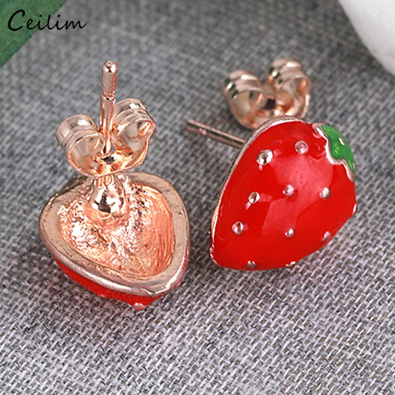 1CM Rose Gold Strawberry Stud Earrings for Girls Children Women Korean Jewelry Studs Earings 2019 Cute Colorful Earrings Jewerly
1CM Rose Gold Strawberry Stud Earrings for Girls Children Women Korean Jewelry Studs Earings 2019 Cute Colorful Earrings Jewerly