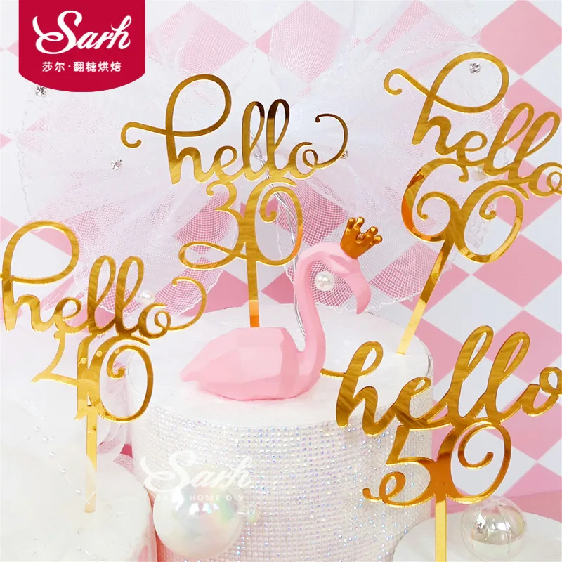 Gold "hello 21 30 40 50 60"Hand Writing Cake Toppers Happy Birthday Party Decoration for Anniversary Supplies Lovely Gifts
Gold "hello 21 30 40 50 60"Hand Writing Cake Toppers Happy Birthday Party Decoration for Anniversary Supplies Lovely Gifts