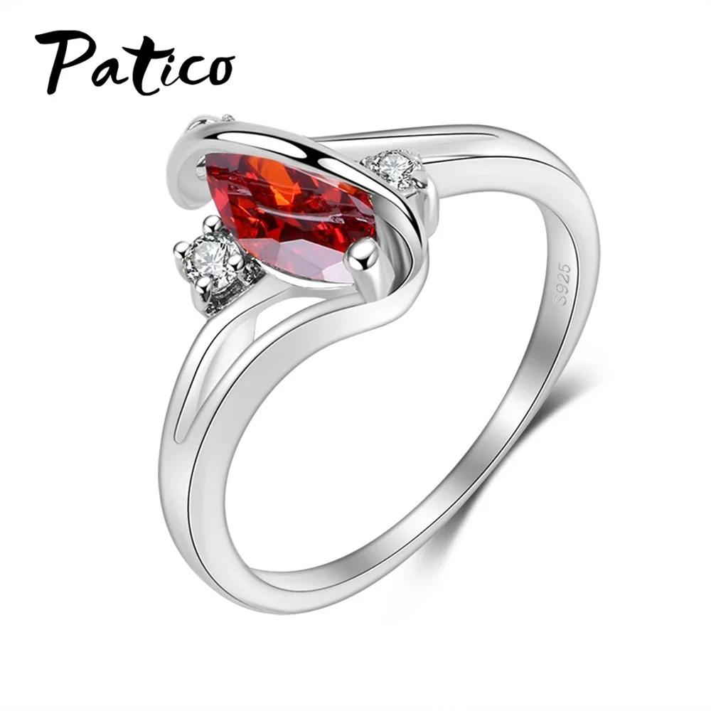 PATICO 100% Real S90 Silver Bands Rings and Red CZ Cubic Zircon Wedding Engagement Finger Accessory for Women Ladies
PATICO 100% Real S90 Silver Bands Rings and Red CZ Cubic Zircon Wedding Engagement Finger Accessory for Women Ladies