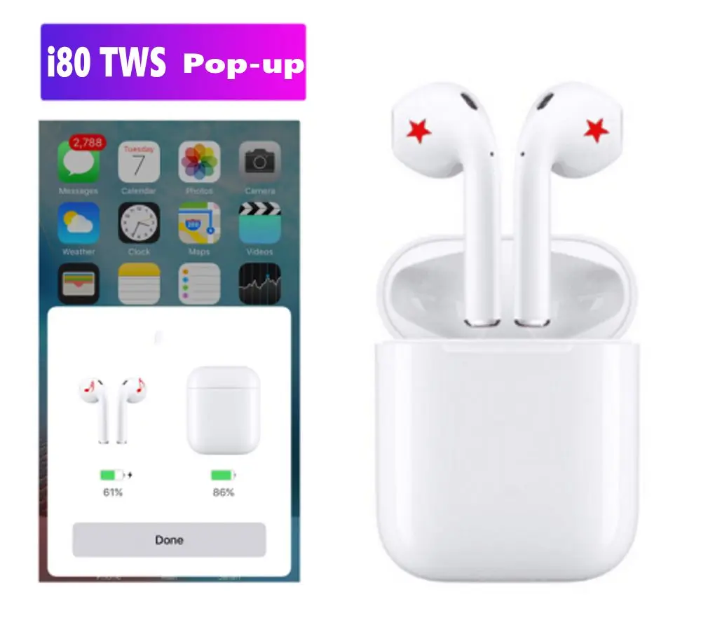 NEWEST i80 Tws Pop-up Wireless Bluetooth Earphones Touch Control Earbuds 1:1 Size Headset Pk i10 i12 i20 i30 i60 tws
NEWEST i80 Tws Pop-up Wireless Bluetooth Earphones Touch Control Earbuds 1:1 Size Headset Pk i10 i12 i20 i30 i60 tws