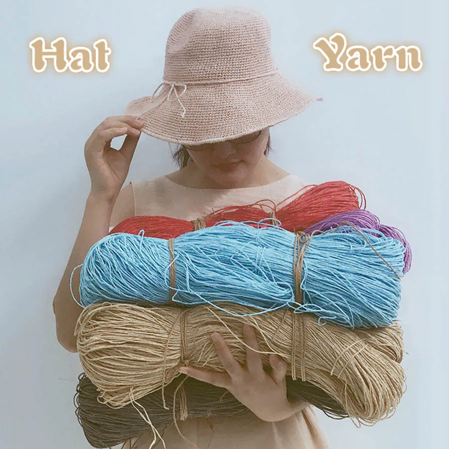 

2019 Hot Summer Hat Yarn Yarn for Knitting 500 G/lot Raffia Straw Yarn Crocheting Yarn for Handmade Hats Baskets Handcrafts