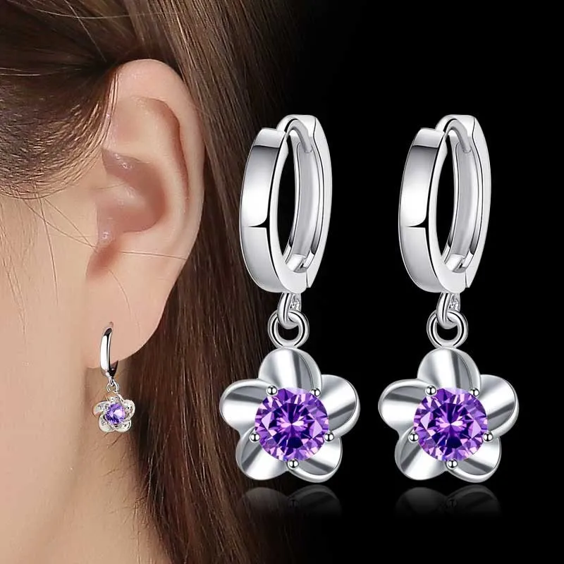 New White Purple Crystal Stud Earring Flower Design Earing For Women 2019 Jewelry
New White Purple Crystal Stud Earring Flower Design Earing For Women 2019 Jewelry