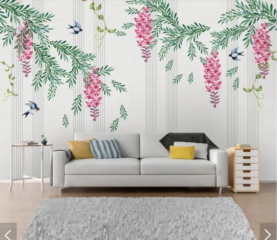 

Flower Wallpaper Paper 3d Papel De Parede Infantil Papier Peint Mural for Living Room Floral Decals Custom