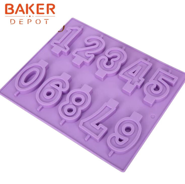 BAKER DEPOT Silicone Mold for chocolate lollipop mold numbers design 0 9 candy biscuit pastry baking form cake soap fondant mold
BAKER DEPOT Silicone Mold for chocolate lollipop mold numbers design 0 9 candy biscuit pastry baking form cake soap fondant mold