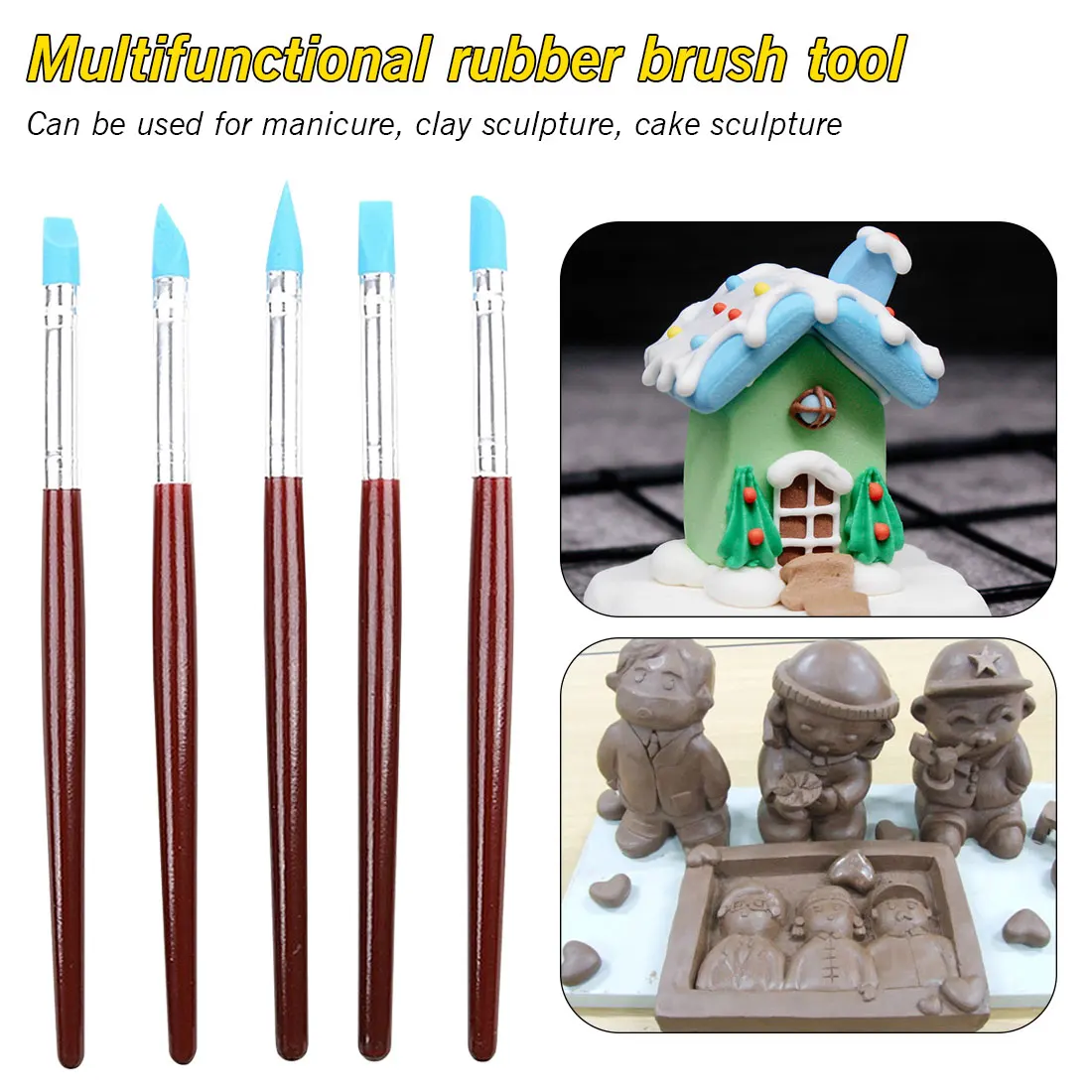 DIY Crafts 5pcs Wood Handle Silicone Rubber Clay Shaper Sculpting Polymer Modelling Pottery Tools Set
DIY Crafts 5pcs Wood Handle Silicone Rubber Clay Shaper Sculpting Polymer Modelling Pottery Tools Set