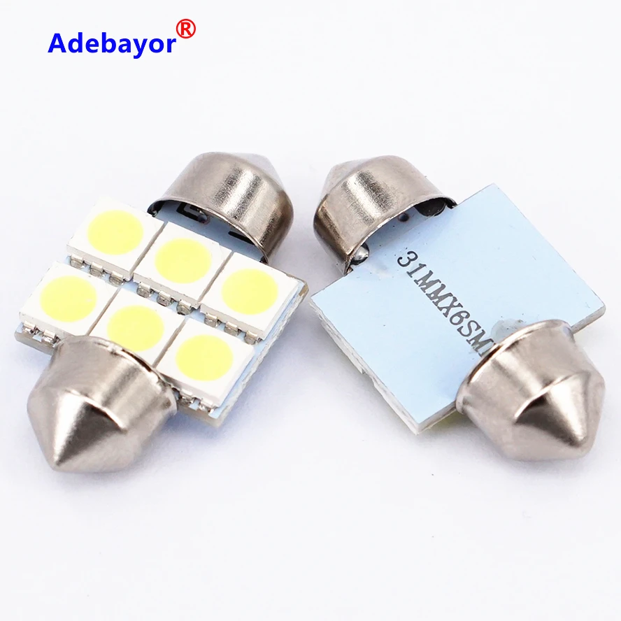 10pcs wholesale Car Interior 31mm White 5050 SMD 6 LED iFestoon Dome Map pathway Light instrument Bulb 12V reading door lamps
10pcs wholesale Car Interior 31mm White 5050 SMD 6 LED iFestoon Dome Map pathway Light instrument Bulb 12V reading door lamps