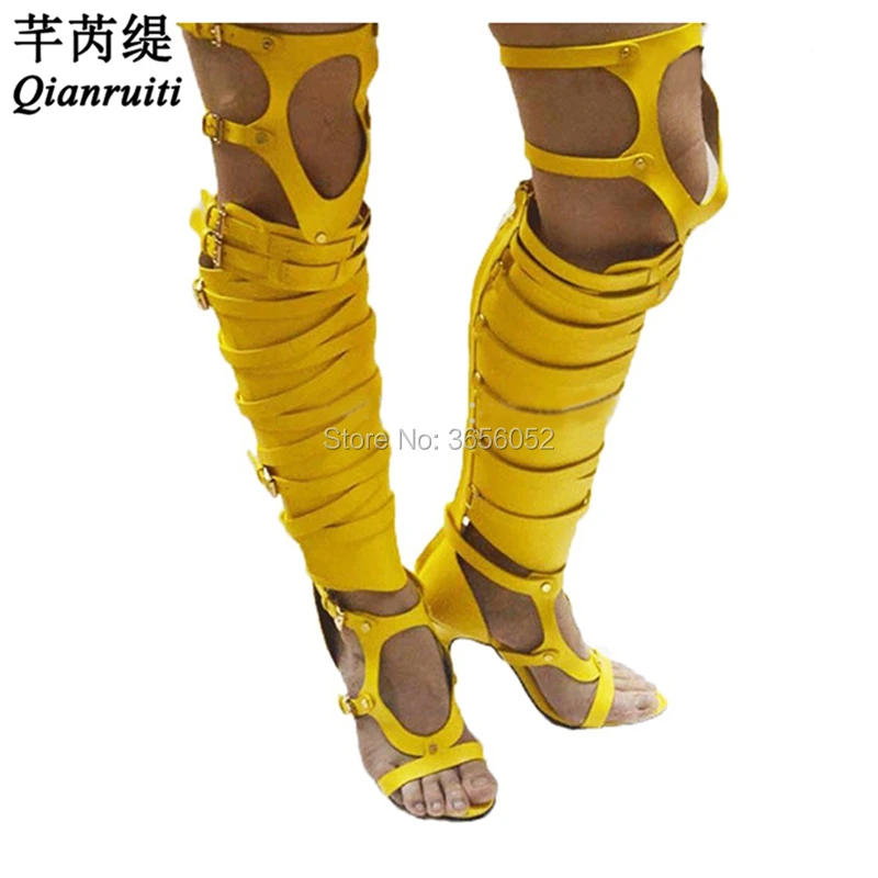 Qianruiti Runway Summer Leather Shoes Sexy Stiletto Heels Long Gladiator Sandals Women Buckle Straps Cut Outs Thigh High Boots
Qianruiti Runway Summer Leather Shoes Sexy Stiletto Heels Long Gladiator Sandals Women Buckle Straps Cut Outs Thigh High Boots