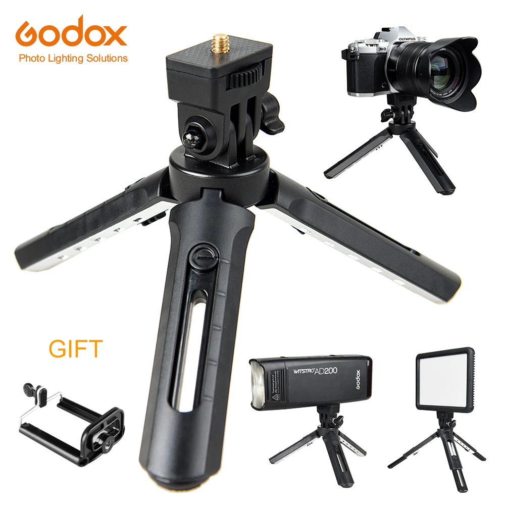 Godox MT-01 Tripod with Holder Mount Selfie Portable Camera Tabletop Travel Tripod for Smirrorless Camera,LED Video Light ,AD200
Godox MT-01 Tripod with Holder Mount Selfie Portable Camera Tabletop Travel Tripod for Smirrorless Camera,LED Video Light ,AD200