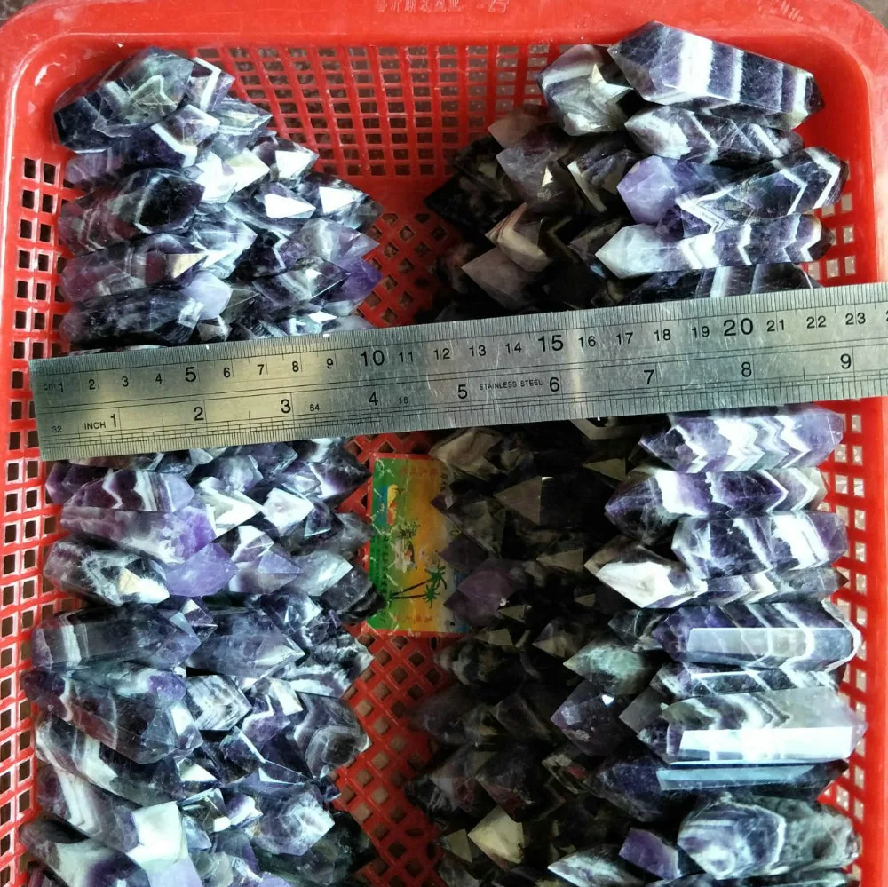 1kg 2.2LB Natural Purple Phantom Chevron Amethyst Quartz Crystal Double Points Wands Polished Healing from Urugua Wholesales
1kg 2.2LB Natural Purple Phantom Chevron Amethyst Quartz Crystal Double Points Wands Polished Healing from Urugua Wholesales
