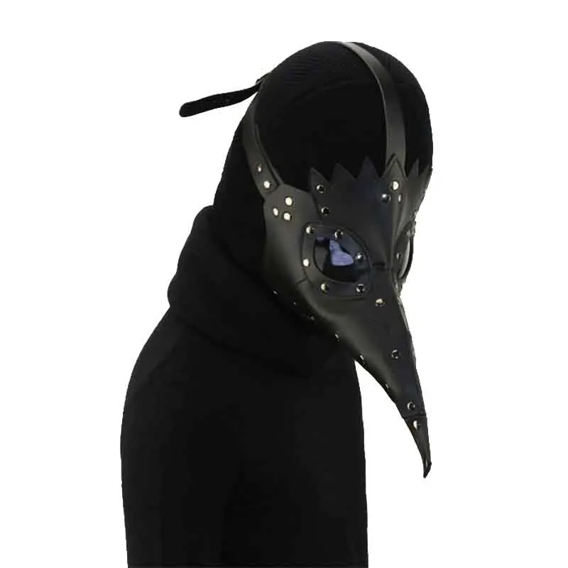 

Punk Gothic Women and Men Rivet Black PU Leather Plague Bird Beak Doctor Mask Halloween Cosplay Anime Props Steampunk Mask