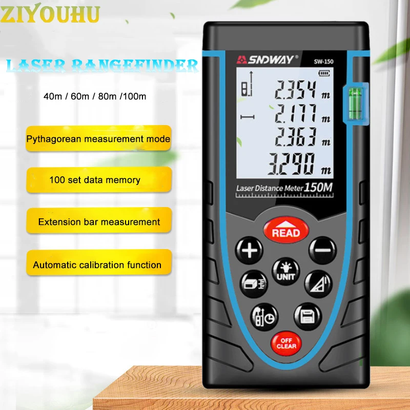 Laser Range Finder Distance Meter Rangefinder Backlight Screen 40m 60m 80m 100m Multifunction Ruler Tester Hand Tool Device
Laser Range Finder Distance Meter Rangefinder Backlight Screen 40m 60m 80m 100m Multifunction Ruler Tester Hand Tool Device