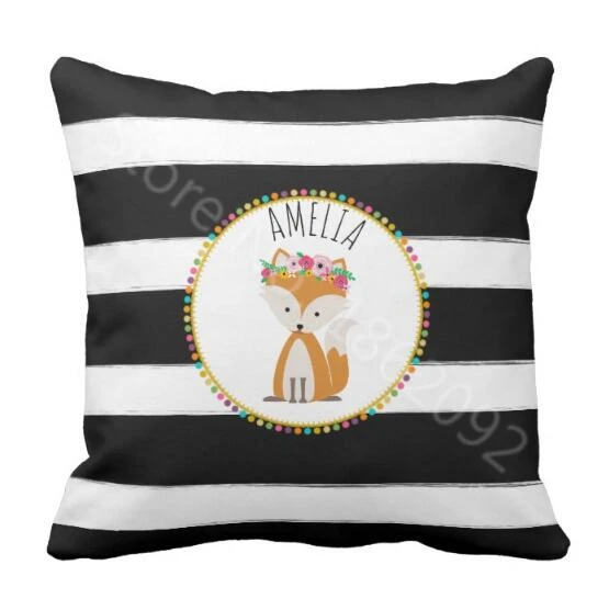 Personalized Baby Fox Stripe Pillow Case Trendy Black White Cute Floral Fox Throw Pillow Case Kids Girl Baby Shower Decor Gifts
Personalized Baby Fox Stripe Pillow Case Trendy Black White Cute Floral Fox Throw Pillow Case Kids Girl Baby Shower Decor Gifts