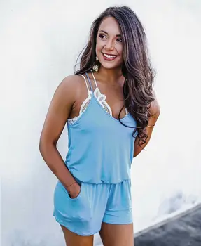 Summer Casual Women Jumpsuits Ladies V-neck Strappy Mini Playsuit Jumpsuit Romper Beach Fashion Shorts Blue Rompers Clothes
Summer Casual Women Jumpsuits Ladies V-neck Strappy Mini Playsuit Jumpsuit Romper Beach Fashion Shorts Blue Rompers Clothes