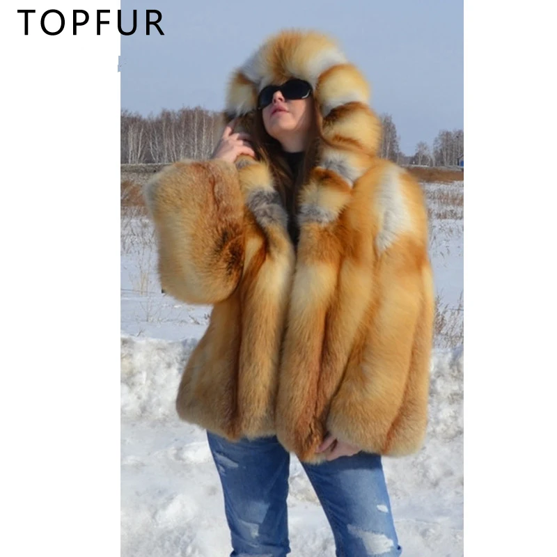 TOPFUR Women Winter thick Warm Fur Jacket Wth Hood High Quality Natural Russia Gold Fox Fur Coat Solid NEW Luxury Real Fur Coat
TOPFUR Women Winter thick Warm Fur Jacket Wth Hood High Quality Natural Russia Gold Fox Fur Coat Solid NEW Luxury Real Fur Coat
