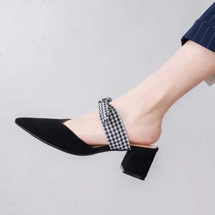 MLJUESE 2019 women slippers Soft Kid Suede Rome style pointed toe black color bow-tied square heel sandals party dress
MLJUESE 2019 women slippers Soft Kid Suede Rome style pointed toe black color bow-tied square heel sandals party dress