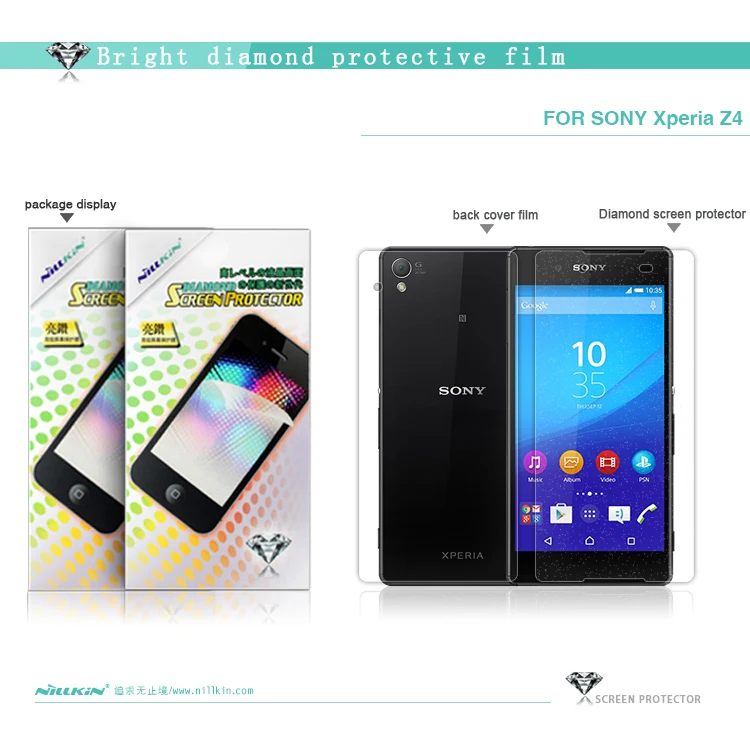 Nillkin Bright Diamond Screen Protective Film For Sony Xperia Z4/E6533/E6553/Z3X/Z3 Neo (5.2inch) Mobile Phone Screen Film
Nillkin Bright Diamond Screen Protective Film For Sony Xperia Z4/E6533/E6553/Z3X/Z3 Neo (5.2inch) Mobile Phone Screen Film