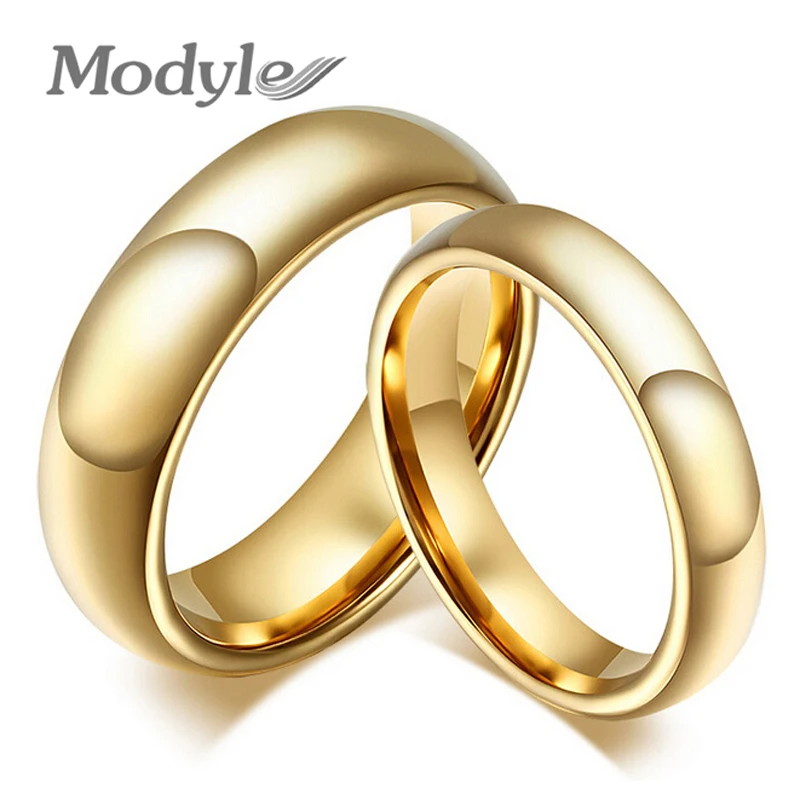 Модные кольца Modyle 100% из карбида вольфрама ширина 4 мм/6 мм золотистые свадебные