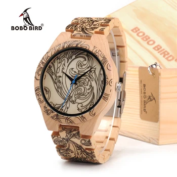 BOBOBIRD Tatto Print Wooden Watches Mens All Maple Wood Quartz Wristwatch in Wooden Box
BOBOBIRD Tatto Print Wooden Watches Mens All Maple Wood Quartz Wristwatch in Wooden Box