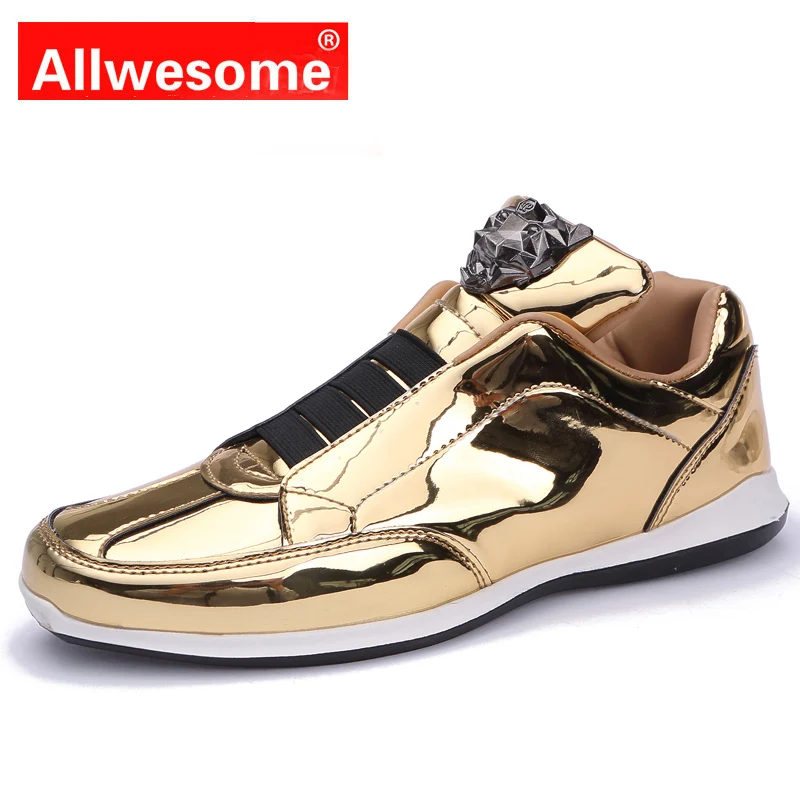 Allwesome Men Punk Rock Shoes High Top Gold Vulcanized Shoes Casual Flats Skateboard Shoes for Student Rubber Human Race Shoes
Allwesome Men Punk Rock Shoes High Top Gold Vulcanized Shoes Casual Flats Skateboard Shoes for Student Rubber Human Race Shoes