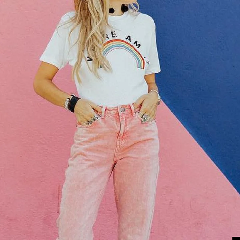 Where Am I Letter Print T Shirt Harajuku Rainbow Print Women T-shirt Short Sleeve Tee Top Streetwear
Where Am I Letter Print T Shirt Harajuku Rainbow Print Women T-shirt Short Sleeve Tee Top Streetwear