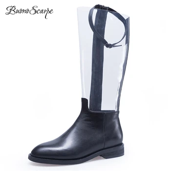 BuonoScarpe Patchwork Plastic Long Boots Transparent Heel Real Leather Botas Mujer Women Zipper Brand Design Motorcycle Boots
BuonoScarpe Patchwork Plastic Long Boots Transparent Heel Real Leather Botas Mujer Women Zipper Brand Design Motorcycle Boots