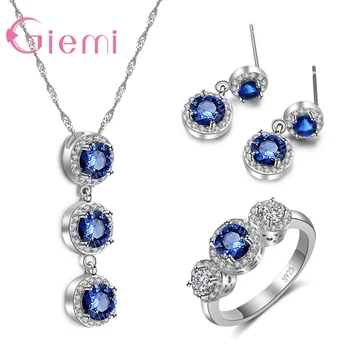 Trendy Female 925 Sterling Silver Classical Necklace Earring Sets Blue Cubic Zirconia Women Big Promotion Popular Jewelry
Trendy Female 925 Sterling Silver Classical Necklace Earring Sets Blue Cubic Zirconia Women Big Promotion Popular Jewelry