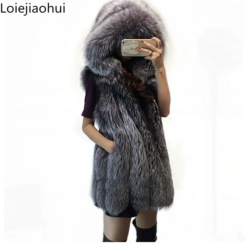 new fashion faux silver fox mink fur vest with hooded women winter slim super long fake fur coat Sleeveless vests female jackets
new fashion faux silver fox mink fur vest with hooded women winter slim super long fake fur coat Sleeveless vests female jackets