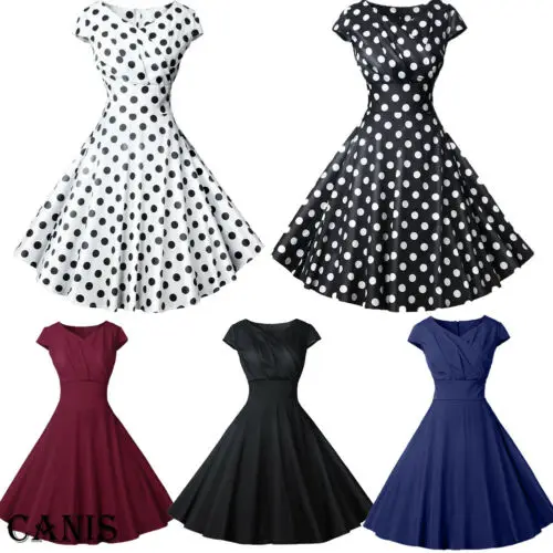 Women Vintage Dress Rockabilly Pinup Party Swing Dress Polka Dot Short Sleeve High Waist Big skirt dresses
Women Vintage Dress Rockabilly Pinup Party Swing Dress Polka Dot Short Sleeve High Waist Big skirt dresses