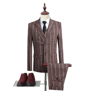 Classic Mens Suits 3 Piece Stripe Slim Fit Wool Tweed Business dinner Wedding Male Groom Costume Prom Jacket+Pants+Vest
Classic Mens Suits 3 Piece Stripe Slim Fit Wool Tweed Business dinner Wedding Male Groom Costume Prom Jacket+Pants+Vest