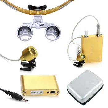 Dental 3.5X Surgical Medical Binocular Loupes 420mm work distance Optical Glass Loupe+LED Head Light +silver Carry Case
Dental 3.5X Surgical Medical Binocular Loupes 420mm work distance Optical Glass Loupe+LED Head Light +silver Carry Case