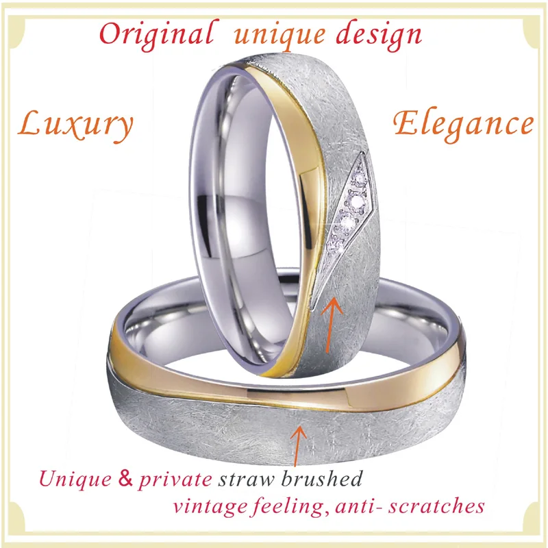 Unique vintage gold silver color wedding band couple rings pair love men\`s jewelry women\`s ring anillos alliance anel (2)