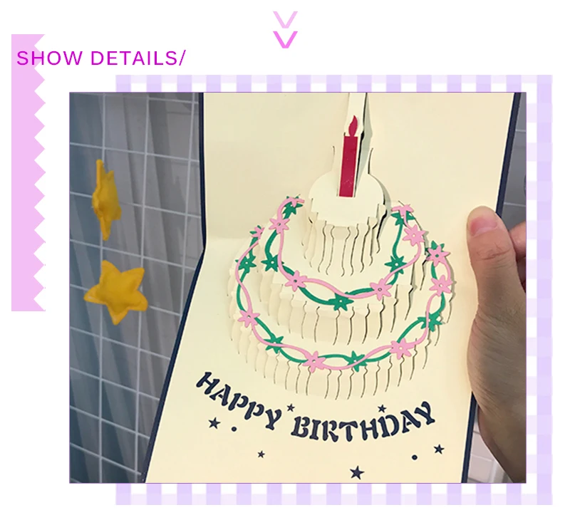 oudirose happy birthday postcard blank paper 3d greeting gift
