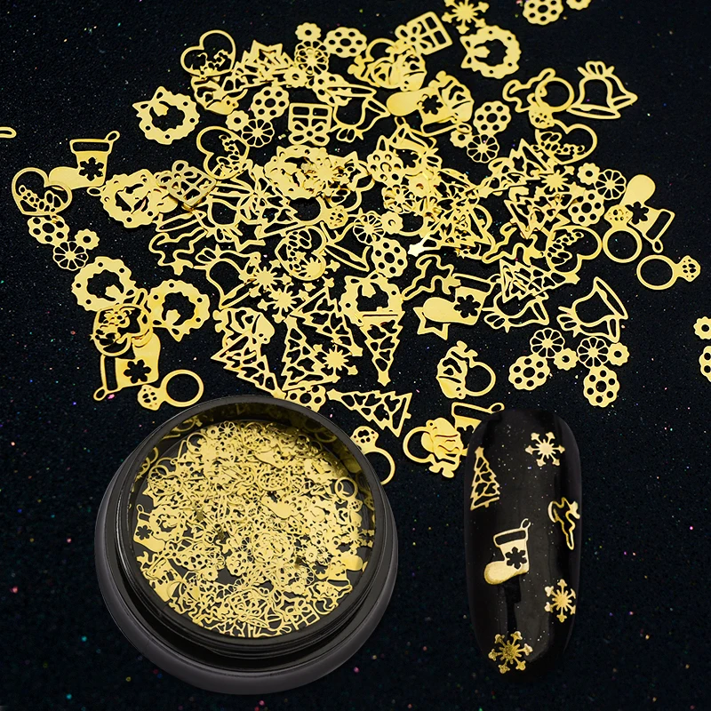 T-TIAO CLUB Christmas Nail Art Decoration Accessories 3D Gold Mix Design Ring Bell Elk Snowflake Metal Flakes Glitter Tip
T-TIAO CLUB Christmas Nail Art Decoration Accessories 3D Gold Mix Design Ring Bell Elk Snowflake Metal Flakes Glitter Tip