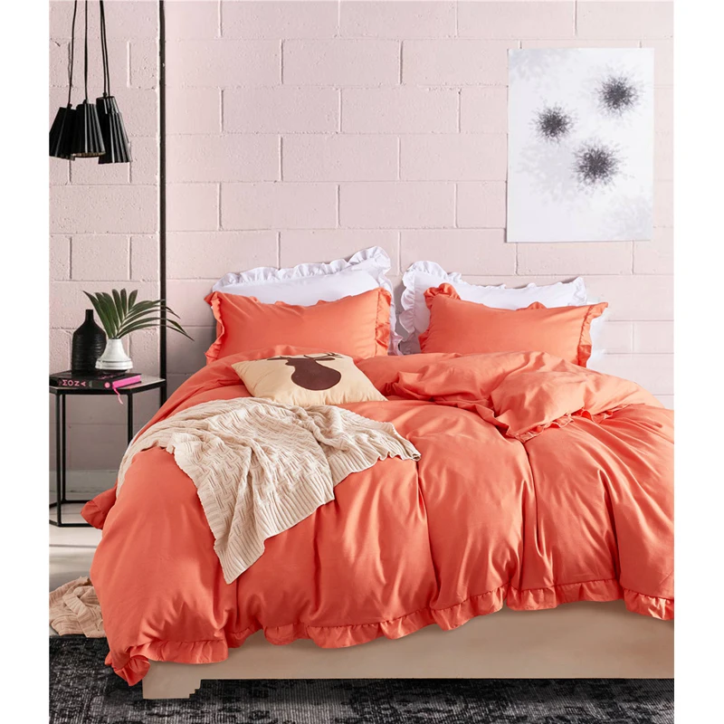 Orange Color Duvet Cover Sets Solid Color Polyester Bedding Set for Single Double Bed US Twin Queen King Size XF499
Orange Color Duvet Cover Sets Solid Color Polyester Bedding Set for Single Double Bed US Twin Queen King Size XF499