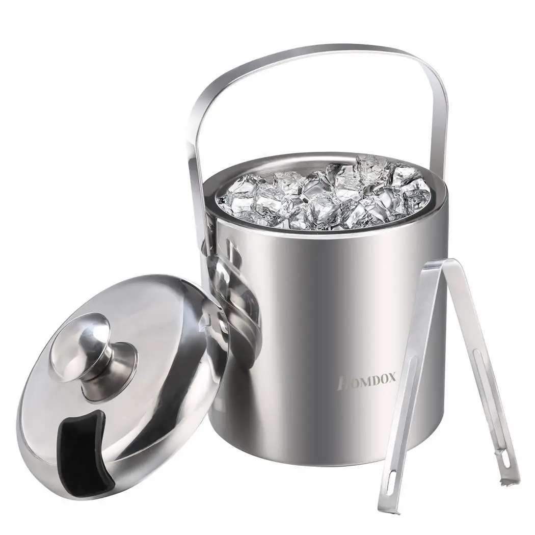 Homdox Stainless Steel Handle Ice Bucket Chrome Finish Thick Ice Pail with Tweezers
Homdox Stainless Steel Handle Ice Bucket Chrome Finish Thick Ice Pail with Tweezers