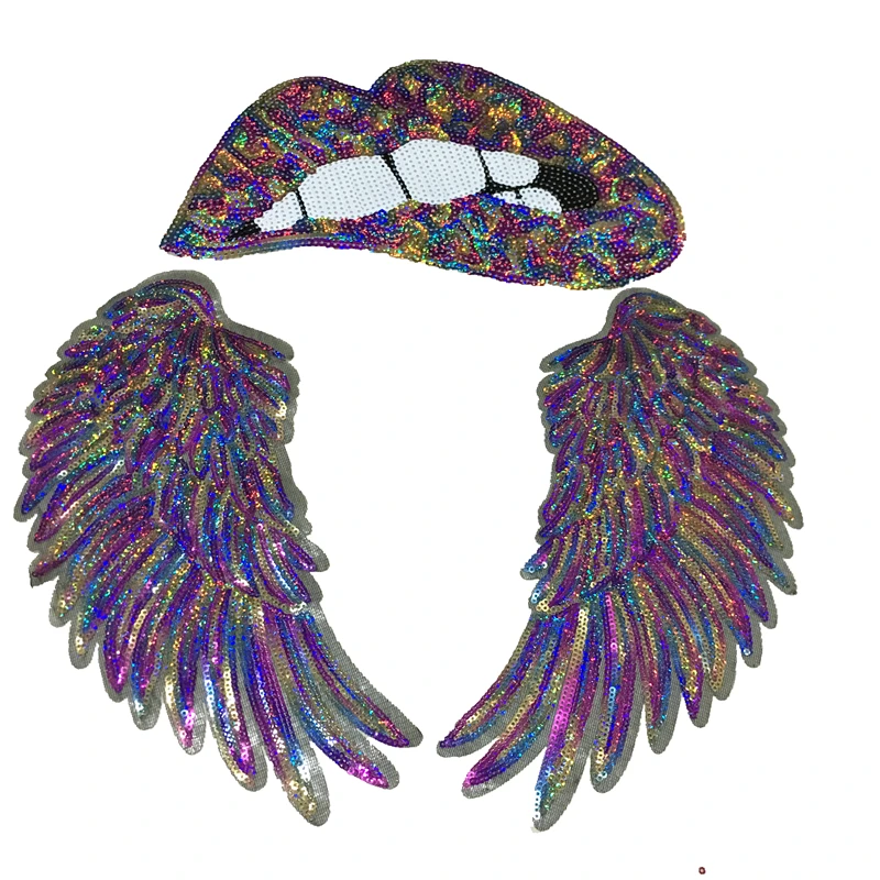 2019 New Colorful Angel Wings with Lips Sequined Iron on Patches for Clothes Large Feather Mouth Sequins Patch Sewing DIY 1 Set
2019 New Colorful Angel Wings with Lips Sequined Iron on Patches for Clothes Large Feather Mouth Sequins Patch Sewing DIY 1 Set