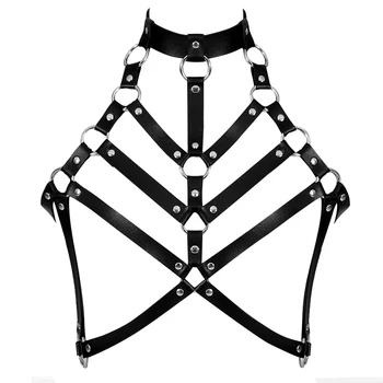 Women Sexy Leather Bra Bondage Harness Black Buckle Adjustable Belts Gothic Suspender Straps Body Cage With Metal Ring Connect
Women Sexy Leather Bra Bondage Harness Black Buckle Adjustable Belts Gothic Suspender Straps Body Cage With Metal Ring Connect
