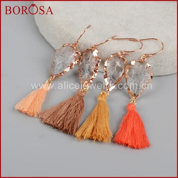 BOROSA Rose Gold Color Arrowhead Natural Quartz Stone Rainbow Tassel Earrings for Women,Druzy Quartz Drop Earrings Jewelry R1236
BOROSA Rose Gold Color Arrowhead Natural Quartz Stone Rainbow Tassel Earrings for Women,Druzy Quartz Drop Earrings Jewelry R1236