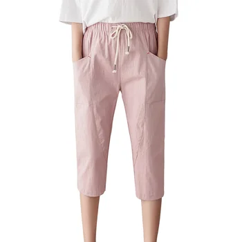 New Cropped Trousers Pants Women Clothes 2020 Streetwear Summer High Waist Pants Linen Cotton Solid Elastic Waist Women Pants
New Cropped Trousers Pants Women Clothes 2020 Streetwear Summer High Waist Pants Linen Cotton Solid Elastic Waist Women Pants