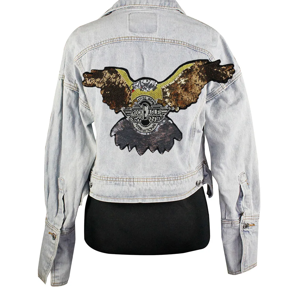 Large Sequin Embroidery Eagle Paillette Patches Rock Punk Motor Jacket Back Patches Applique Badge Sewing Supplies A161
Large Sequin Embroidery Eagle Paillette Patches Rock Punk Motor Jacket Back Patches Applique Badge Sewing Supplies A161