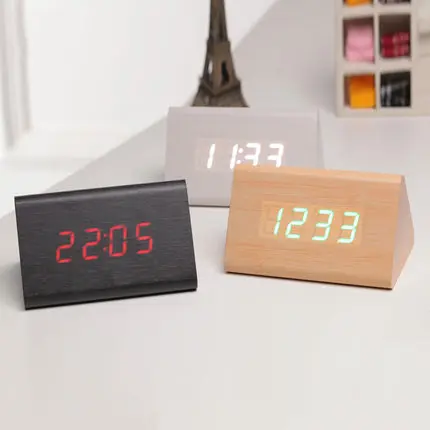 Triangle Voice Control Wooden Clock LED Digital alarm clock Desk Snooze Electronic table Watch Nixie Wood Bedside Alarm Clock
Triangle Voice Control Wooden Clock LED Digital alarm clock Desk Snooze Electronic table Watch Nixie Wood Bedside Alarm Clock