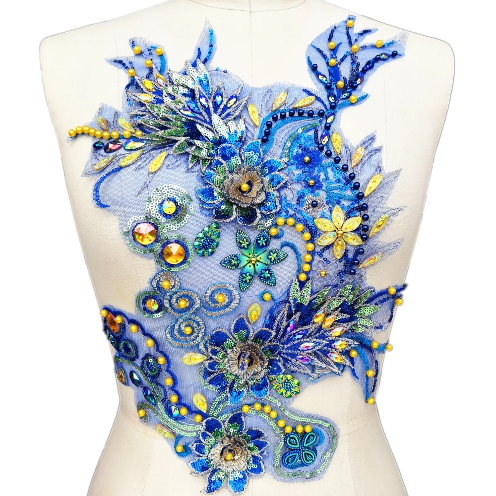 30x38cm 3D Flower Blue Rhinestone Pearl Sequins Embroidery Lace Applique Patch Sew on For Clothes Wedding Dress Craft Decoration
30x38cm 3D Flower Blue Rhinestone Pearl Sequins Embroidery Lace Applique Patch Sew on For Clothes Wedding Dress Craft Decoration