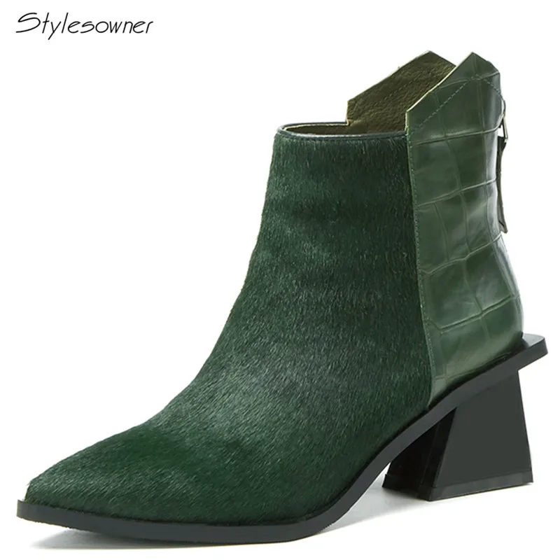 Stylesowner New Women Horsehair High Heels Ankle Boots Zipper Retro Party Shoes Woman Ladies Pointed Toe Office Pumps Boots
Stylesowner New Women Horsehair High Heels Ankle Boots Zipper Retro Party Shoes Woman Ladies Pointed Toe Office Pumps Boots