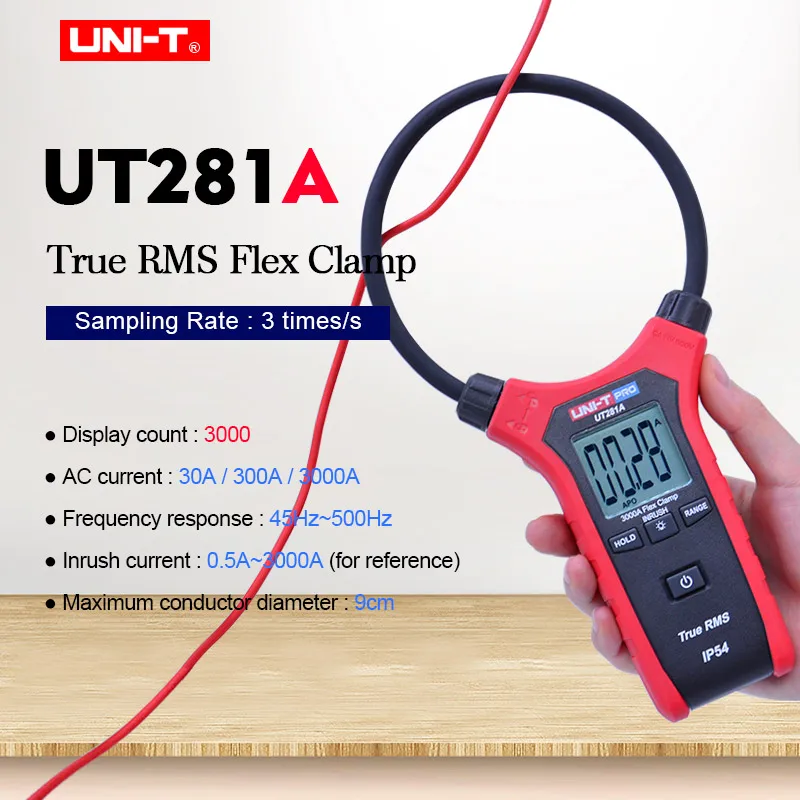 True RMS Digital Rogowski Flex Clamp Meter UNI-T UT281A AC Current multimeter AC Clamp Ammeter with Data Hold Backlight display
True RMS Digital Rogowski Flex Clamp Meter UNI-T UT281A AC Current multimeter AC Clamp Ammeter with Data Hold Backlight display