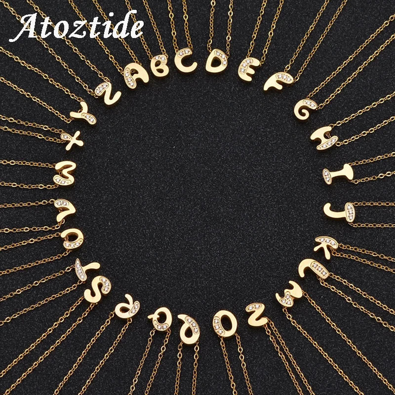 Atoztide Women A-Z 26 Initial Letter Necklace With Rhinestone Personalized Gold Silver Alphabet Capital Name Chain Necklace
Atoztide Women A-Z 26 Initial Letter Necklace With Rhinestone Personalized Gold Silver Alphabet Capital Name Chain Necklace